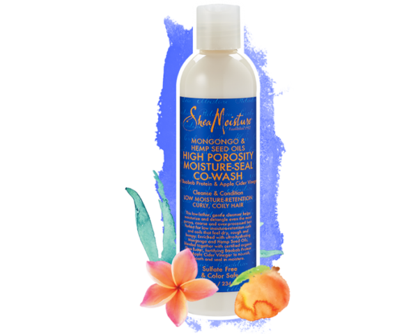 Shea Moisture High Porosity Mongongo & Hemp Seed Oil, Moisture-Seal Co-wash 8 oz / 236ml Seal in moisture and say goodbye to damaged, dry, rough, bumpy or over-processed curls and coils.